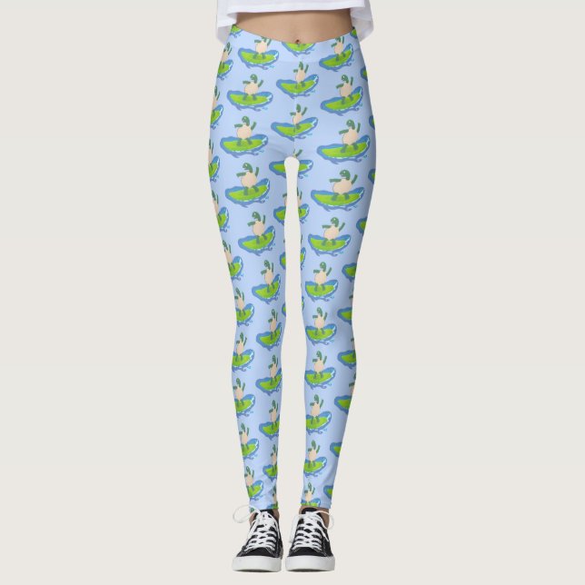 Funny tortoise wave surfing Cartoon Leggings (Vorderseite)