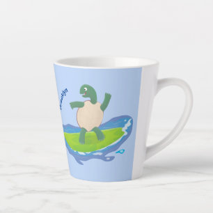 Funny tortoise wave surfing Cartoon Milchtasse