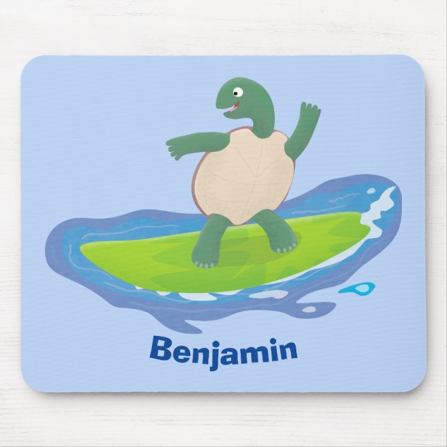 Funny tortoise wave surfing Cartoon Mousepad (Vorne)
