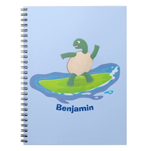 Funny tortoise wave surfing Cartoon Notizblock (Vorderseite)
