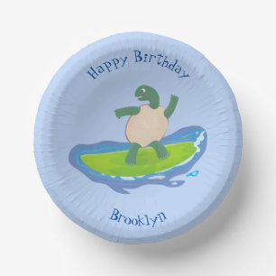 Funny tortoise wave surfing Cartoon Pappteller