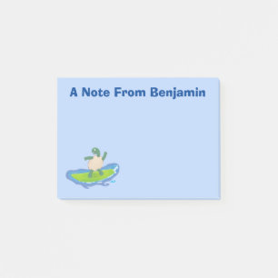 Funny tortoise wave surfing Cartoon Post-it Klebezettel