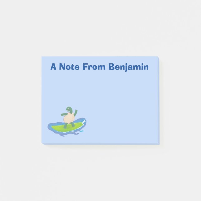Funny tortoise wave surfing Cartoon Post-it Klebezettel (Vorderseite)