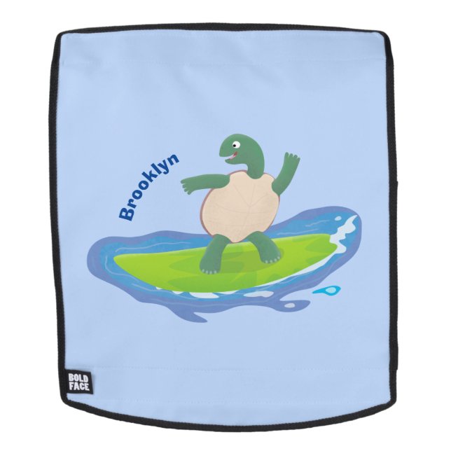 Funny tortoise wave surfing Cartoon Rucksack (Abnehmbare Front)