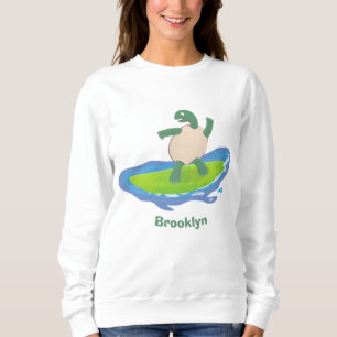 Funny tortoise wave surfing Cartoon Sweatshirt