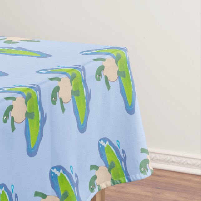 Funny tortoise wave surfing Cartoon Tischdecke (Beispiel)