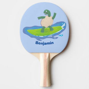 Funny tortoise wave surfing Cartoon Tischtennis Schläger