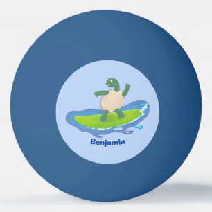 Funny tortoise wave surfing Cartoon Tischtennisball