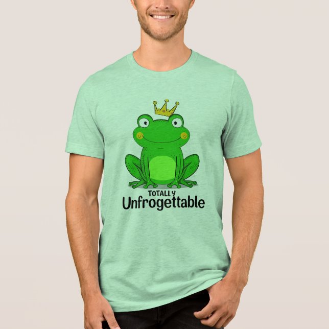 Funny "Totally Unfrogettable" Frog Pun Tri-Blend Shirt (Vorderseite)