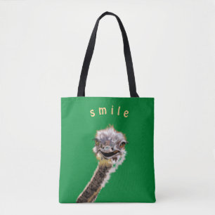 Funny Tote Bag Happy Ostrich Custom Farbe und Text