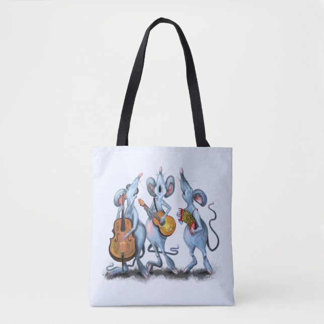 Funny Tote Bag mit Maus-Musikband (Vorderseite)