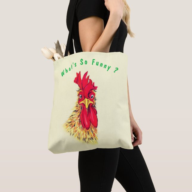 Funny Tote Bag mit überraschendem Rooster Custom T (Von Nahem)
