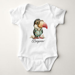 Funny Toucan Bird with Glasses Baby Strampler