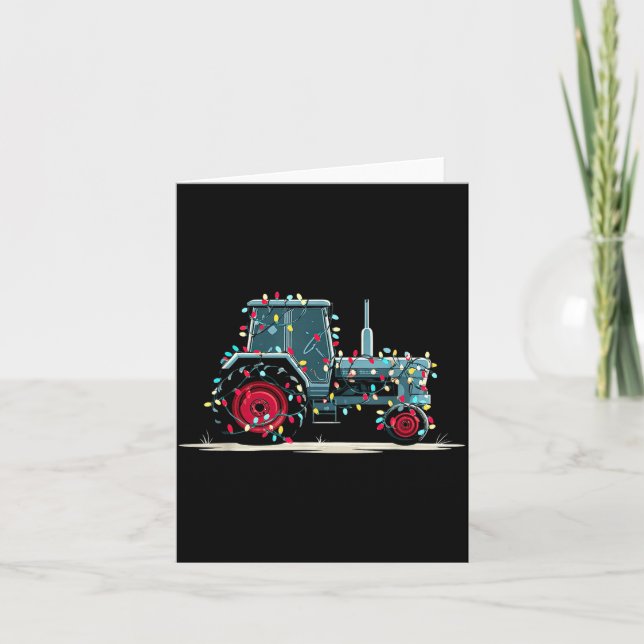 Funny Tractor Christmas Graphics Lights Lover Farm Karte (Vorderseite)