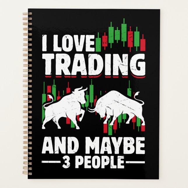 Funny Trading Quote Bull & Candlestick Daytrading  Planer (Vorderseite)