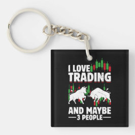 Funny Trading Quote Bull & Candlestick Daytrading  Schlüsselanhänger