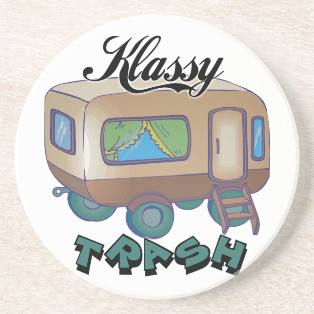 Funny Trailer Park Sandstone Untersetzer (Vorne)