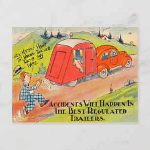 Funny Trailer RV Camping Camper Cartoon Postkarte
