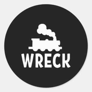 Funny Train Wreck . Sarcastic Joke T-Shirt Runder Aufkleber