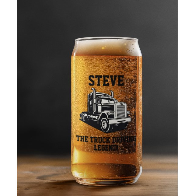 Funny Transport Semi Truck Driver Individuelle Nam Dosenglas (Truck driving legend can glass for the road warrior in your life. A cool transport truck gift.)