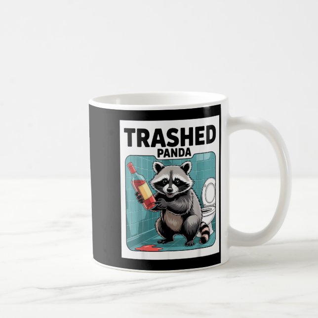 Funny Trashed Panda Raccoon Gets Drunk  Kaffeetasse (Rechts)