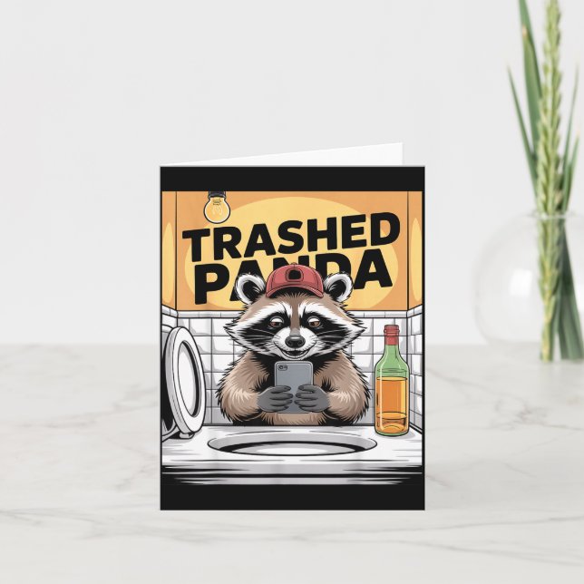 Funny Trashed Panda Raccoon Gets Drunk  Karte (Vorderseite)