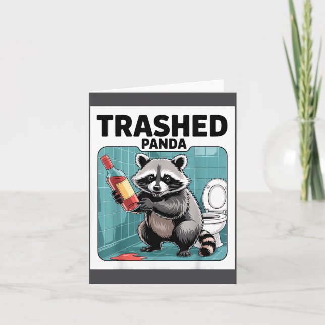 Funny Trashed Panda Raccoon Gets Drunk  Karte (Vorderseite)