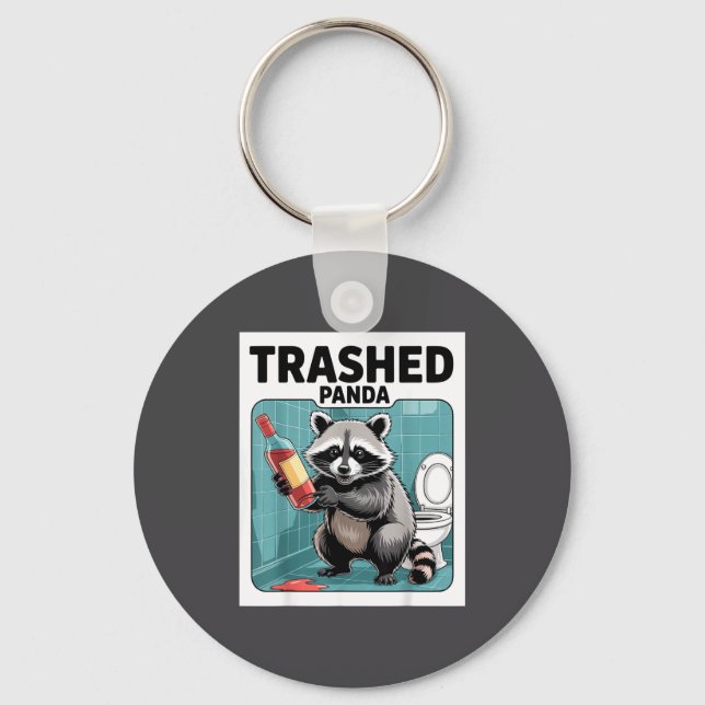 Funny Trashed Panda Raccoon Gets Drunk  Schlüsselanhänger (Vorderseite)