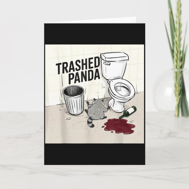 Funny Trashed Panda Racoon Gets Drunk  Karte (Vorderseite)