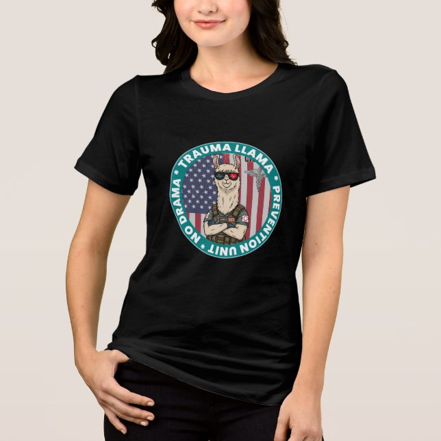 Funny Trauma Llama Prevention Unit Medizinischer T Tri-Blend Shirt (Vorderseite)