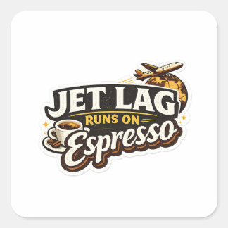  Funny Travel Coffee Lover Hat Quadratischer Aufkleber