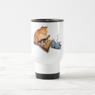 Funny Travel Mug mit Cat and Mouse Playing Schach Reisebecher