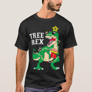 Funny Tree Rex mit Weihnachtslicht Dinosaur Chri T-Shirt