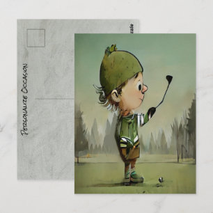 Funny treffen Sie auf Golfplatz Vier Ferien Postkarte
