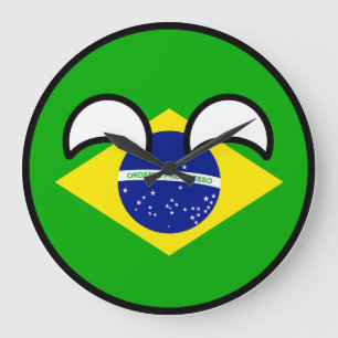 Funny Trending Geeky Brazil Countryball Große Wanduhr