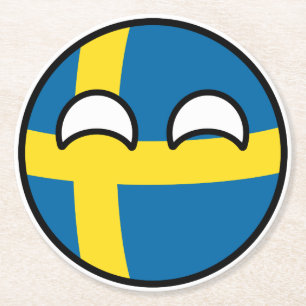 Funny Trending Geeky Schweden Countryball Runder Pappuntersetzer