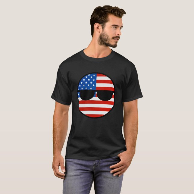 Funny Trending Geeky USA Countryball T-Shirt (Vorne ganz)