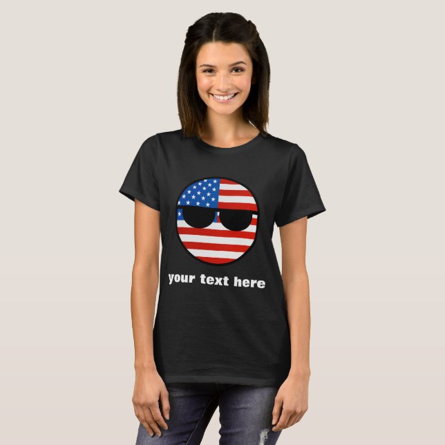 Funny Trending Geeky USA Countryball T-Shirt (Vorne ganz)