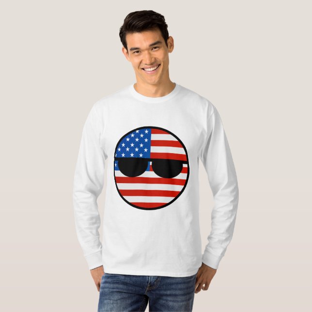 Funny Trending Geeky USA Countryball T-Shirt (Vorne ganz)