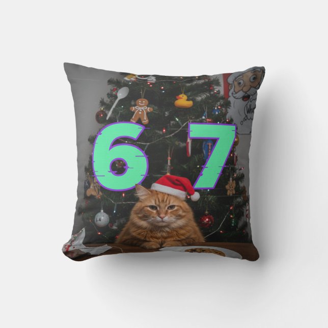Funny Trending Six Seven Christmas Cat  Kissen (Vorderseite)