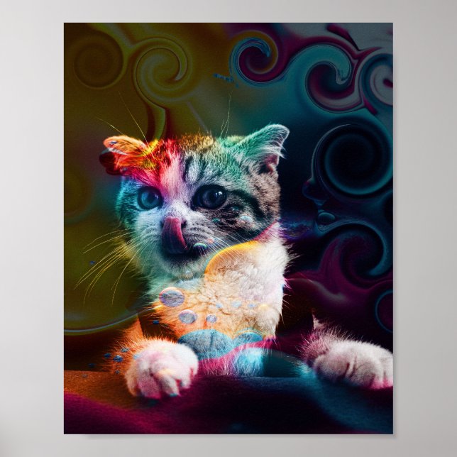 FUNNY TRENDY COLORFUL CAT ART POSTER (Vorne)