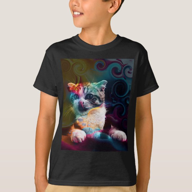 FUNNY TRENDY COLORFUL CAT ART T-Shirt (Vorderseite)