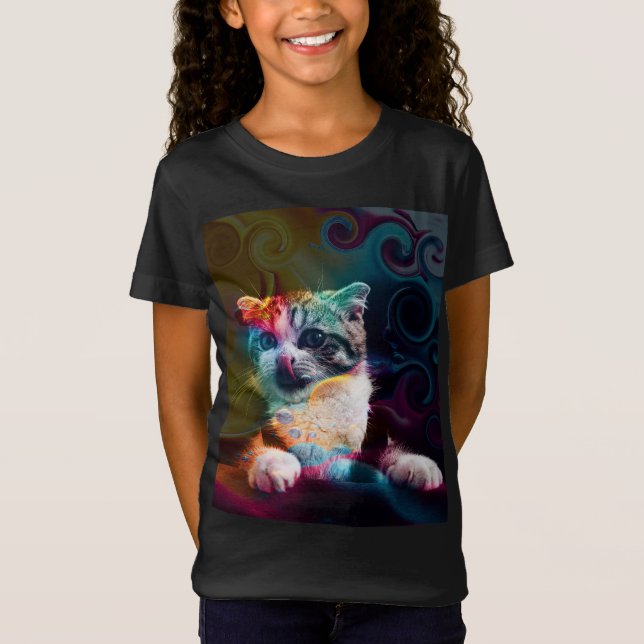 FUNNY TRENDY COLORFUL CAT ART T-Shirt (Vorderseite)