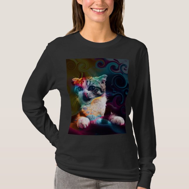 FUNNY TRENDY COLORFUL CAT ART T-Shirt (Vorderseite)