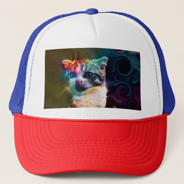 FUNNY TRENDY COLORFUL CAT ART TRUCKERKAPPE (Vorderseite)