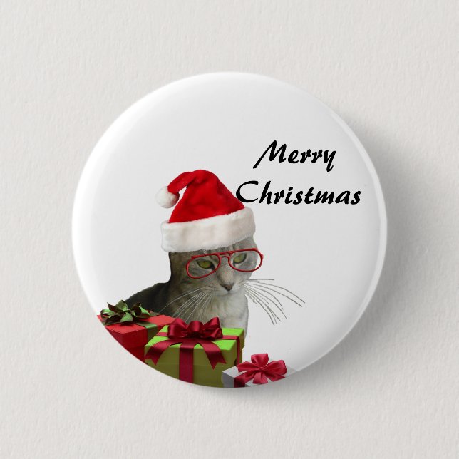 Funny trendy Santa wise Katzenjause Button (Vorderseite)