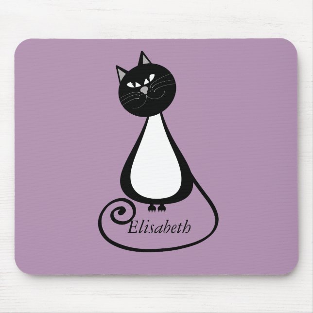 Funny trendy whimsical Cartoon Cat personalisiert Mousepad (Vorne)