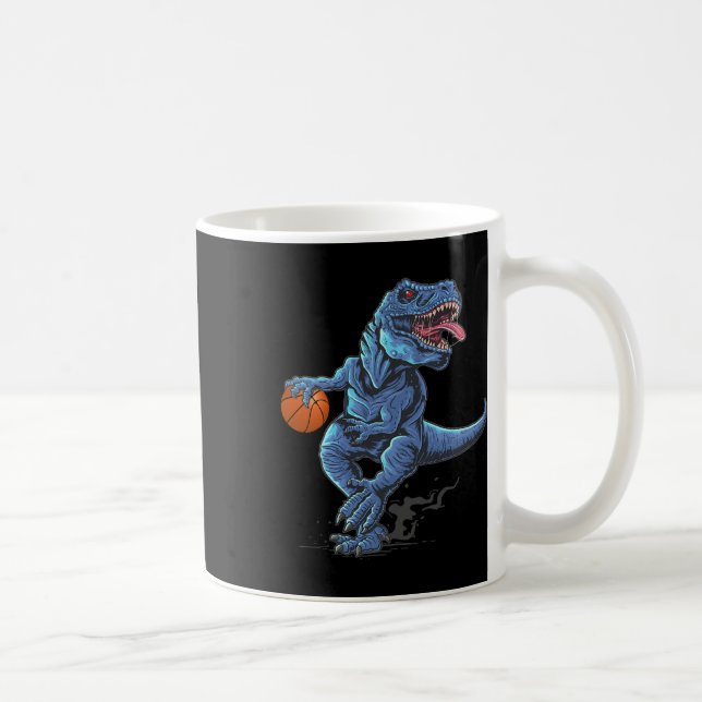 Funny Trex Dinosaur Playing Sketll Player Lover  Kaffeetasse (Rechts)