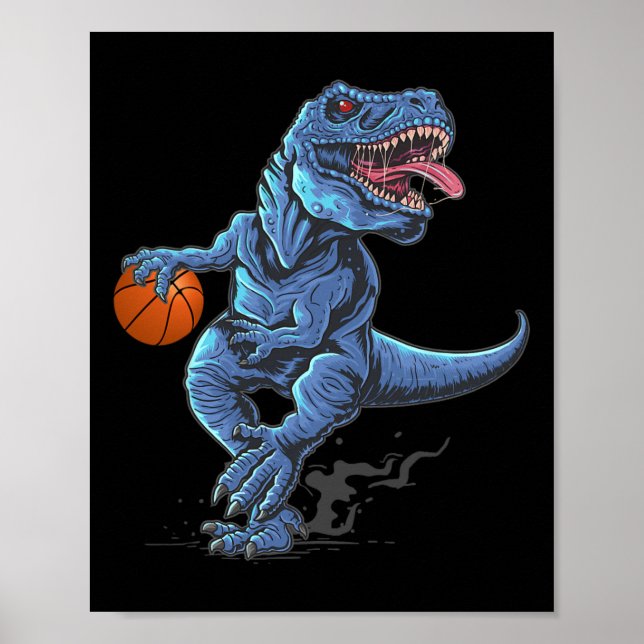 Funny Trex Dinosaur Playing Sketll Player Lover  Poster (Vorne)