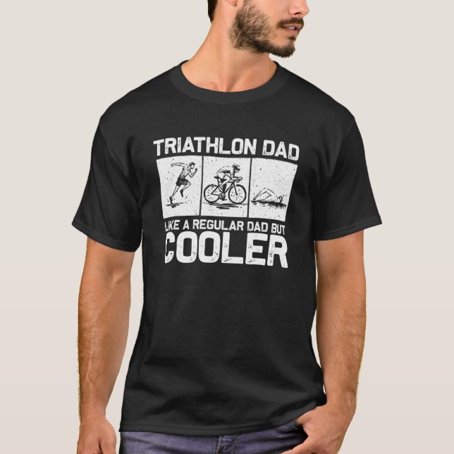 Funny Triathlon Design Vater Swim Bike Run T T-Shirt (Vorderseite)